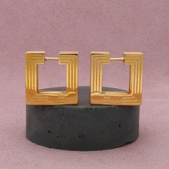 ivi los angeles sterling silver 18k gold plate medium aurelia hoop earrings - Picture 1 of 3